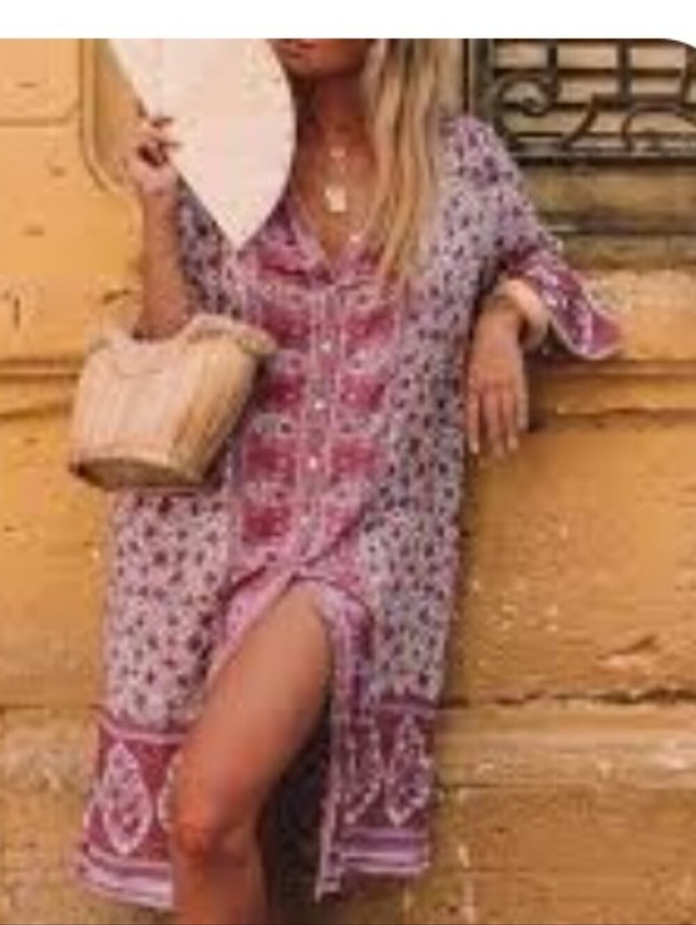 Spell Pink Paisley Button-Front Midi Dress